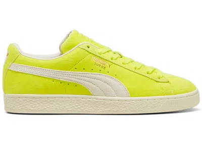 Pre-owned Puma Men's  Suede Neon Sneakers In Electric Lime/frosted Ivory