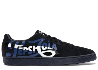 Pre-owned Puma Men's  Suede Pepsi Black Sneakers In  Black/silver