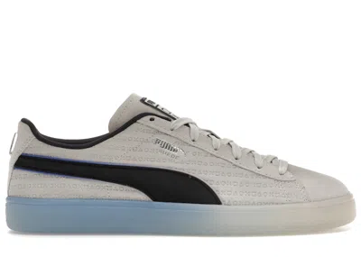 Pre-owned Puma Men's  Suede Playstation Sneakers In Glacial Grey/new Navy Blue