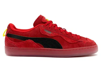 Pre-owned Puma Men's  Suede Scuderia Ferrari Trippy Rosso Corsa Sneakers In Red/black