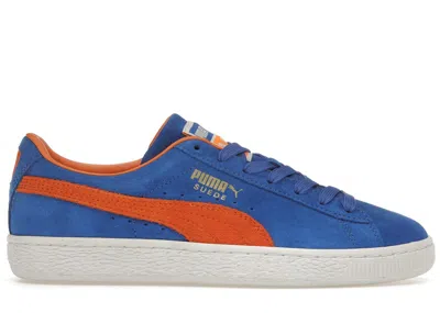 Pre-owned Puma Men's  Suede Teams Knicks Sneakers In Royal/vibrant Orange