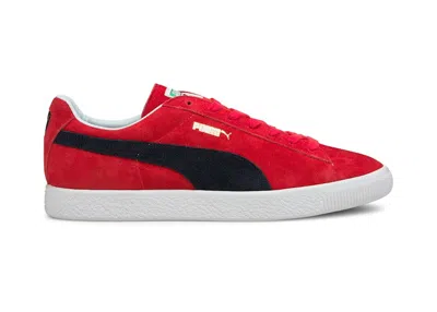 Pre-owned Puma Men's  Suede Vintage Made In Japan Sneakers In High Risk Red/new Navy Blue/ White In Multi