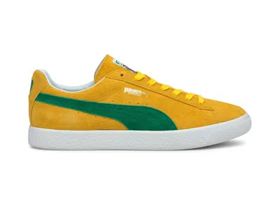 Pre-owned Puma Men's  Suede Vintage Made In Japan Sneakers In Spectra Yellow/amazon Green/ White