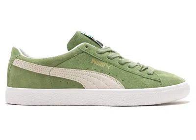 Pre-owned Puma Men's  Suede Vintage Sneakers In Dill/vaporous Gray/white In Multi