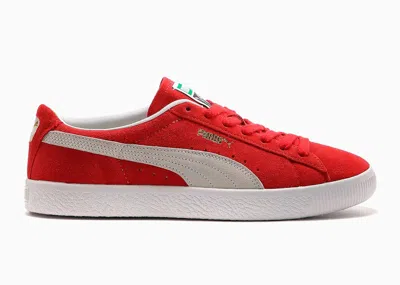 Pre-owned Puma Men's  Suede Vintage Sneakers In High Risk Red/ White