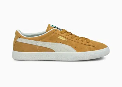 Pre-owned Puma Men's  Suede Vintage Sneakers In Honey Mustard/ White In Multi