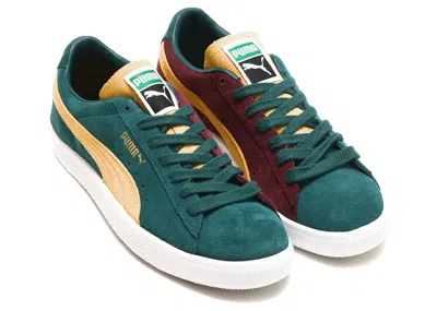 Pre-owned Puma Men's  Suede Vtg Teams Varsity Sneakers In Green/maroon/yellow