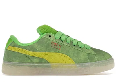 Pre-owned Puma Men's  Suede Xl Ghostbusters Slimer Sneakers In Green/lime Smash/warm White