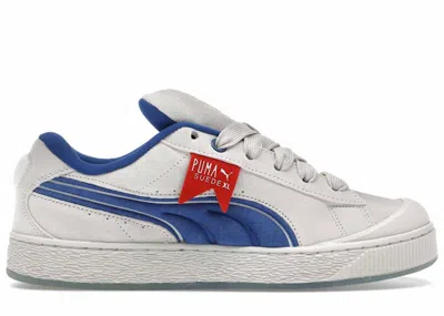 Pre-owned Puma Men's  Suede Xl Ghostbusters Stay Puft Marshmallow Sneakers In Warm White/clyde Royal/ Red In Multi