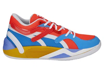 Pre-owned Puma Men's  Trc Blaze Court Pop Art Sneakers In Fiery Coral/elektro Purple In Multi