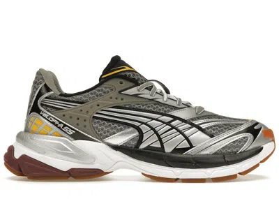 Pre-owned Puma Men's  Velophasis Phased Silver Yellow Burgundy Sneakers In  Black/ White