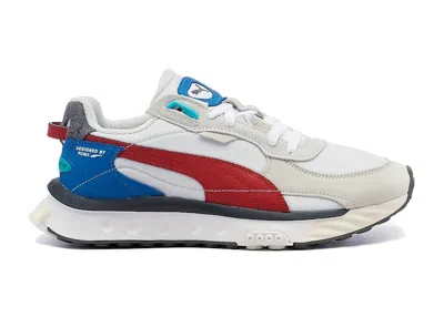 Pre-owned Puma Men's  Wild Rider Layers Sneakers In White/urban Red