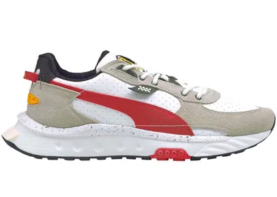 Pre-owned Puma Men's  Wild Rider Scuderia Ferrari Sneakers In White/rosso Corsa/grey Violet In Multi
