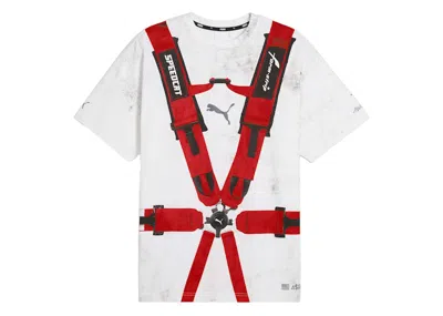 Pre-owned Puma Men's  X A$ap Rocky Seatbelt Tee Shirt In White/rosso Corsa In Multi