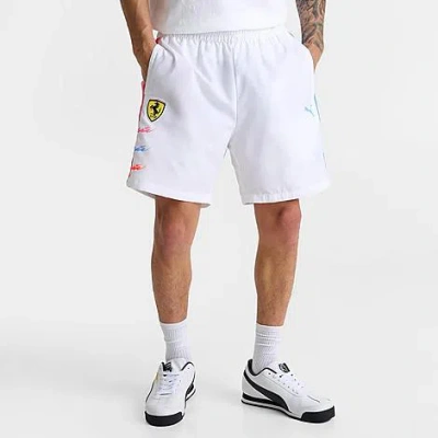 Puma X Ferrari Miami T7 Contrast-logo Track Shorts In White