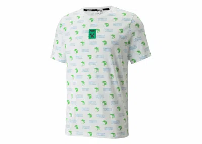 Pre-owned Puma Men's  X Minecraft Aop Tee Shirt In White
