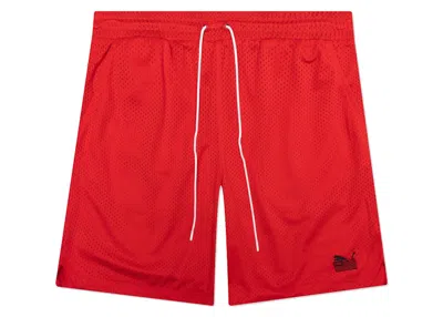 Pre-owned Puma Men's  X Tmc Every Day Hussle Mesh Shorts In Red