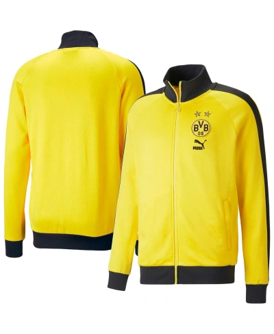 Puma Men's  Yellow Borussia Dortmund Ftblheritage T7 Raglan Full-zip Track Jacket