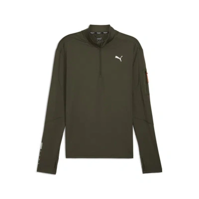 Puma Men's Quarter-zip Jacket In Dark Olive