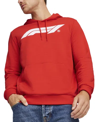 Puma Men's Regular-fit F1 Logo-print Hoodie In Pop Red