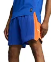 Puma Men's Rival Rage Regular-fit Printed 9" Mesh Shorts In Vivid Blue-rickie Orange