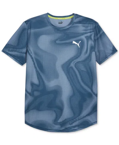 Puma Men's Run Favorite Abstract-print Running T-shirt In Ocean Tropic-print