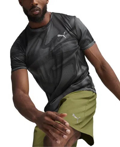 Puma Men's Run Favorite Abstract-print Running T-shirt In  Black-q Print