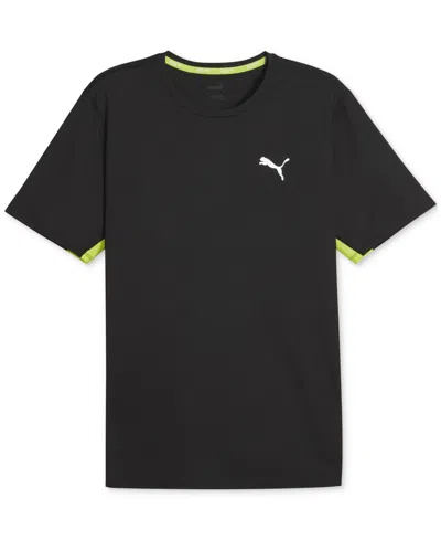 Puma Men's Run Favorite Velocity Logo T-shirt In  Black-lime Pow