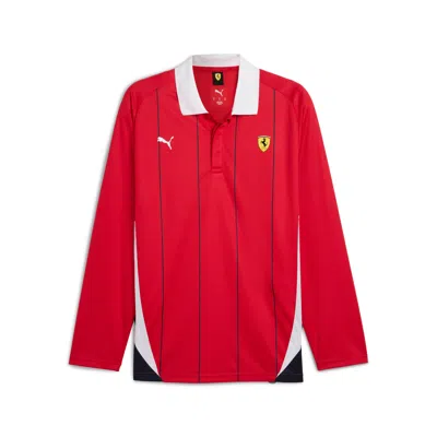Puma Men's Scuderia Ferrari Race Long Sleeve Polo In Red