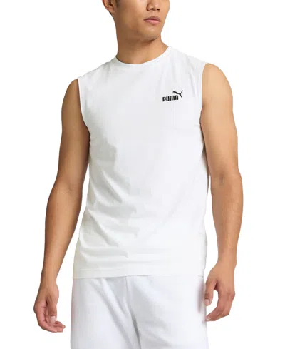 Puma Men's Sleeveless Logo Tank Top In White
