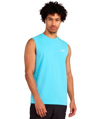 Puma Men's Sleeveless Logo Tank Top In Blue
