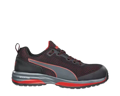 Puma Men's Speed Low Athletic Composite Safety Toe Work Shoe In Black/red In Grey
