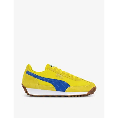 Puma Mens Speed Yellow Blueamazin Easy Rider Vintage Panelled Suede Low-top Trainers In Speed Yellow  Blueamazin