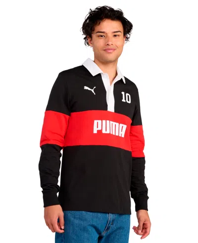 Puma Men's Sport Rugby Polo Collared Shirt In Black