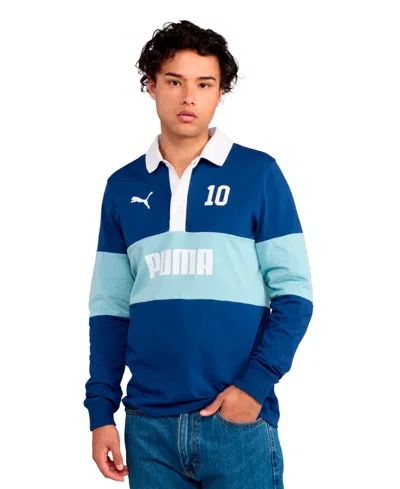 Puma Men's Sport Rugby Polo Collared Shirt In Blue