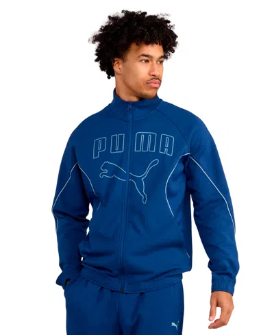 Puma Men's Sport Track Double-knit Full-zip Jacket In Blue