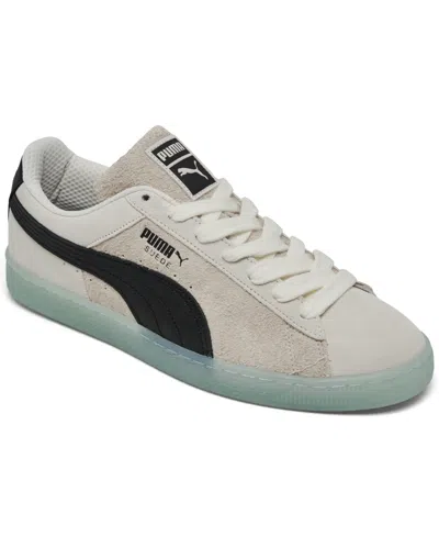 Puma Men's Suede Classic Mist Casual Sneakers From Finish Line In Warm White/ Black/icy Blue