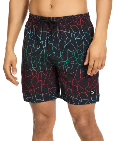 Puma Men's Swim Novelty 7" Swim Trunks In Black