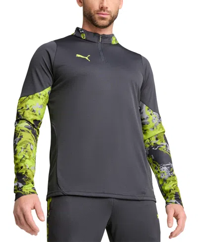Puma Men's Swirl Pattern Quarter-zip Shirt In Gray