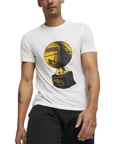 Puma Men's Trophy Graphic Short Sleeve T-shirt In  White
