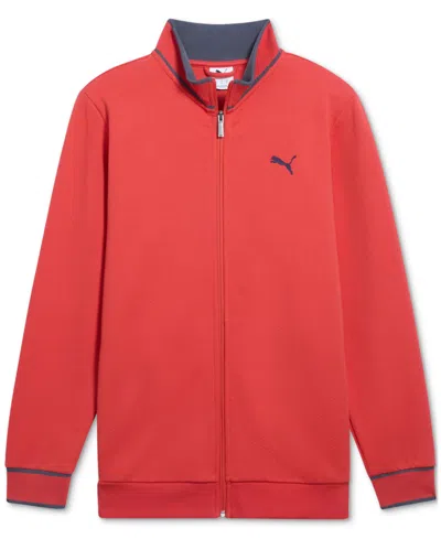 Puma Men's Vintage Sport Textured Full-zip Track Jacket In Red