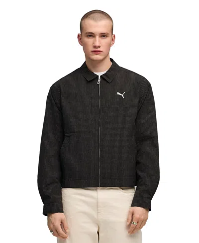 Puma Wardrobe Essentials Woven Zip-up Collared Jacket In Black