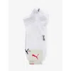Puma Mens White Branded Ankle-length Pack Of Three Cotton-blend Socks
