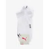 Puma Mens White Branded Ankle-length Pack Of Three Cotton-blend Socks In White