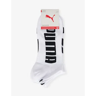 Puma Mens White Combo Branded Ankle-length Pack Of Three Cotton-blend Socks