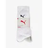 Puma Branded Mid-calf Cotton-blend Pack Of Three Socks In White / Grey / Black