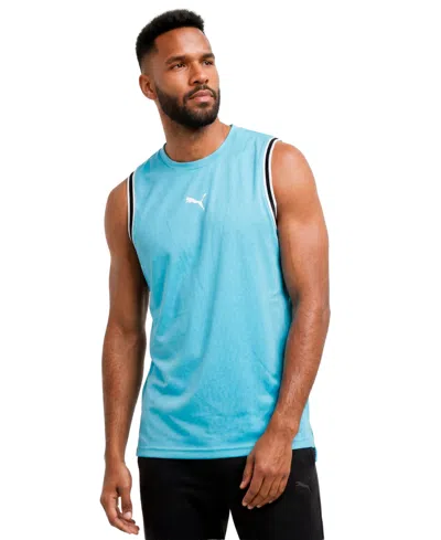 Puma Men's Winning Shot Regular-fit Mesh Logo Tank Top In Blue