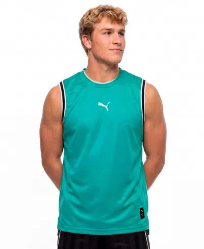 Puma Men's Winning Shot Regular-fit Mesh Logo Tank Top In Green