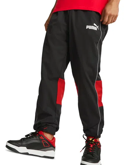 Puma Mens Colorblock Polyester Sweatpants In Black