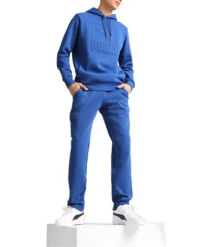 Puma Mens Embossed Fleece Hoodie Track Pants In Intense Red